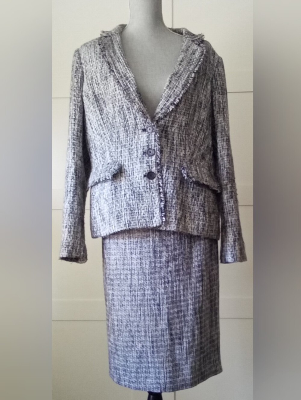 Karl Lagerfeld Gray Tweed Jacket US 14
